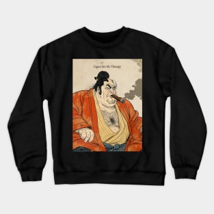 Puff Sumo: Cigars Are My Therapy on a Dark Background Crewneck Sweatshirt